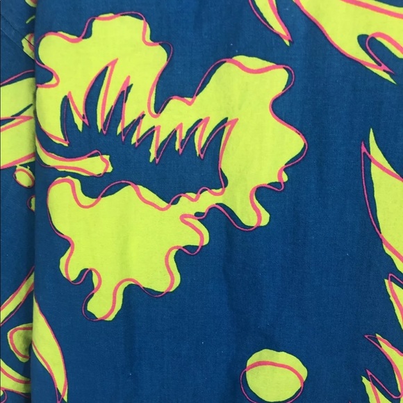 Ocean Pacific OP Vintage Hawaiian Shirt Surf Blue Neon Green Pink - Medium/Large - Picture 12 of 12